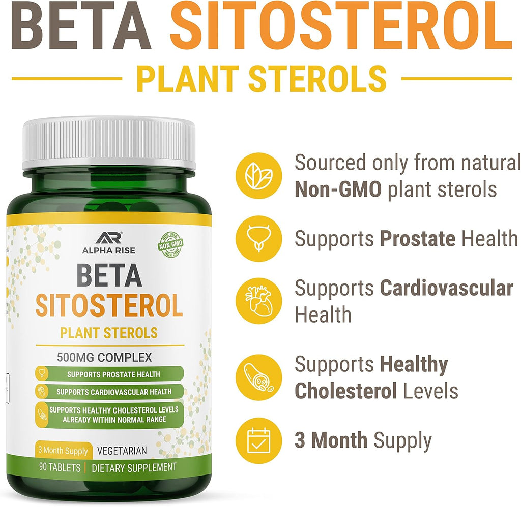 Beta Sitosterol 500 mg - 90 Comprimidos - No Transgénico - Salud Prostática y Colesterol