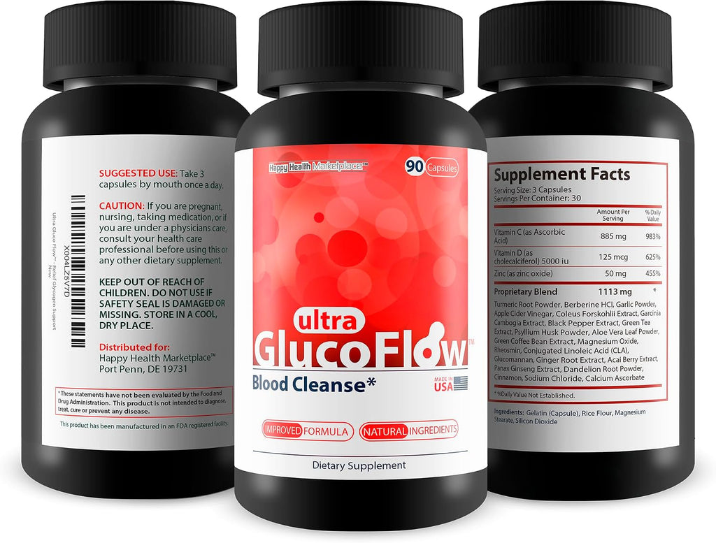 Ultra Gluco Flow - Fórmula Mejorada - Suplemento para la Salud Sanguínea y Circulación