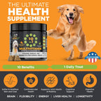 Googipet Multivitamínico Premium para Perros - Masticables con Glucosamina, Probióticos y Omega 3 (Sabor Cacahuete y Calabaza)