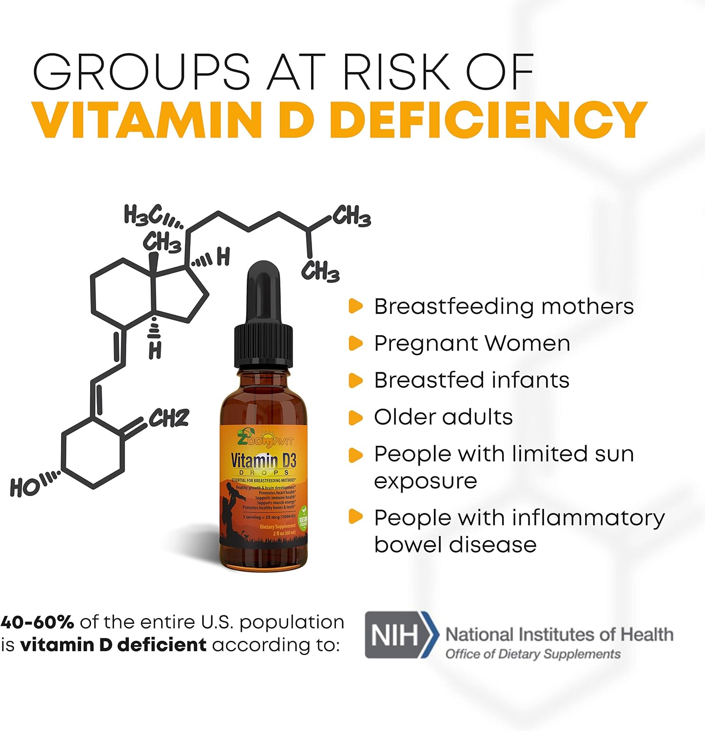 Zoomavit Vitamin D Drops - Gotas de Vitamina D3 1000 UI 59 ml - Fórmula Líquida Orgánica para Bebés, Niños y Adultos