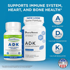 Power By Naturals ADK - Complejo de Vitaminas A, D3 y K2 MK-7 - 120 Cápsulas (2 Envases, 4 Meses)