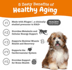 Zesty Paws Suplemento NAD+ Precursor para Perros - Niagen para Envejecimiento Saludable y Apoyo Muscular - 60 Cápsulas