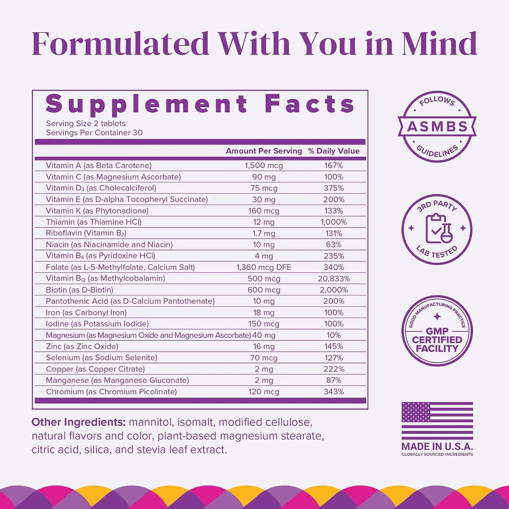 BariMelts Multivitamínico Bariátrico con Hierro, 60 Comprimidos