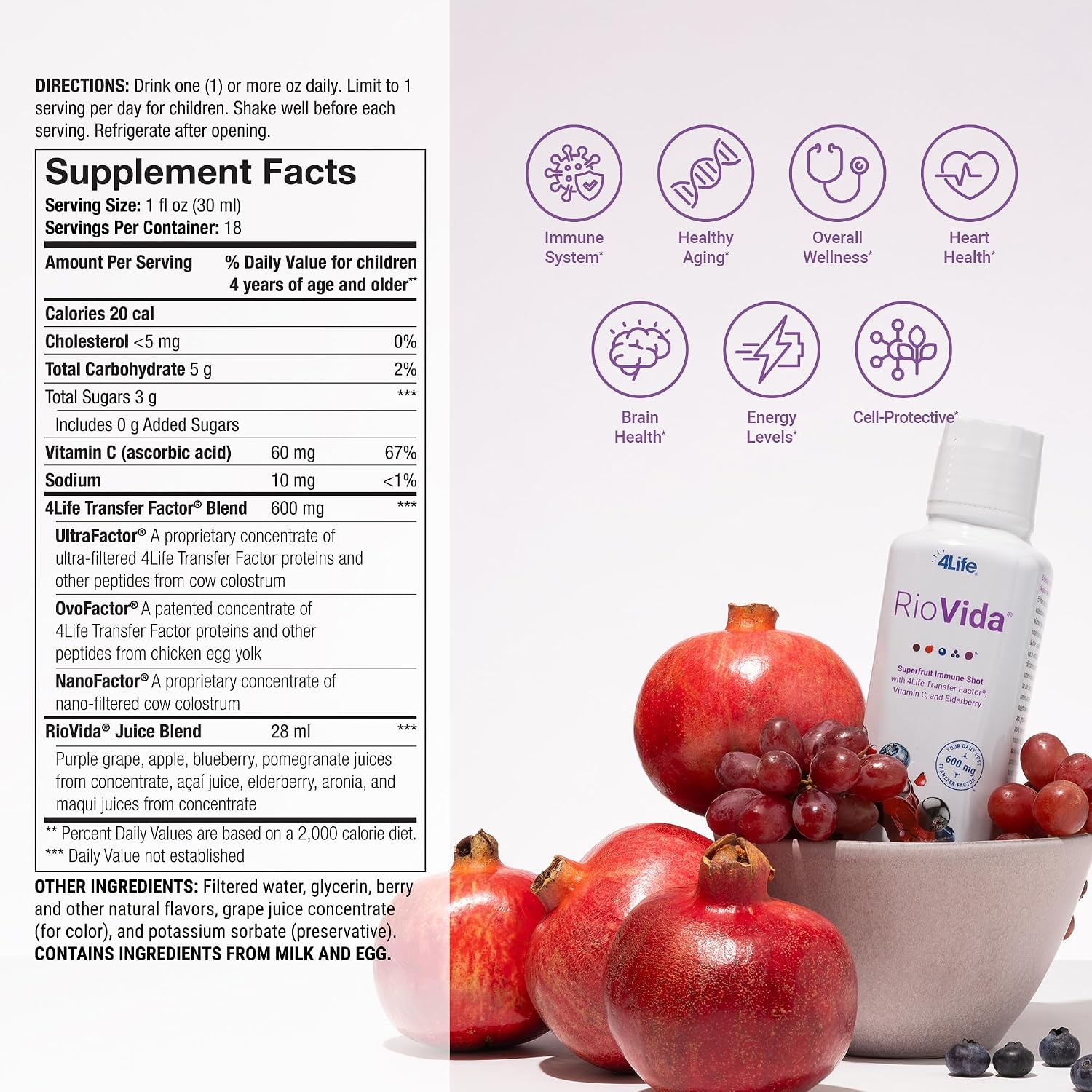 4Life Transfer Factor RioVida Superfruit Immune Shot, 30 Porciones