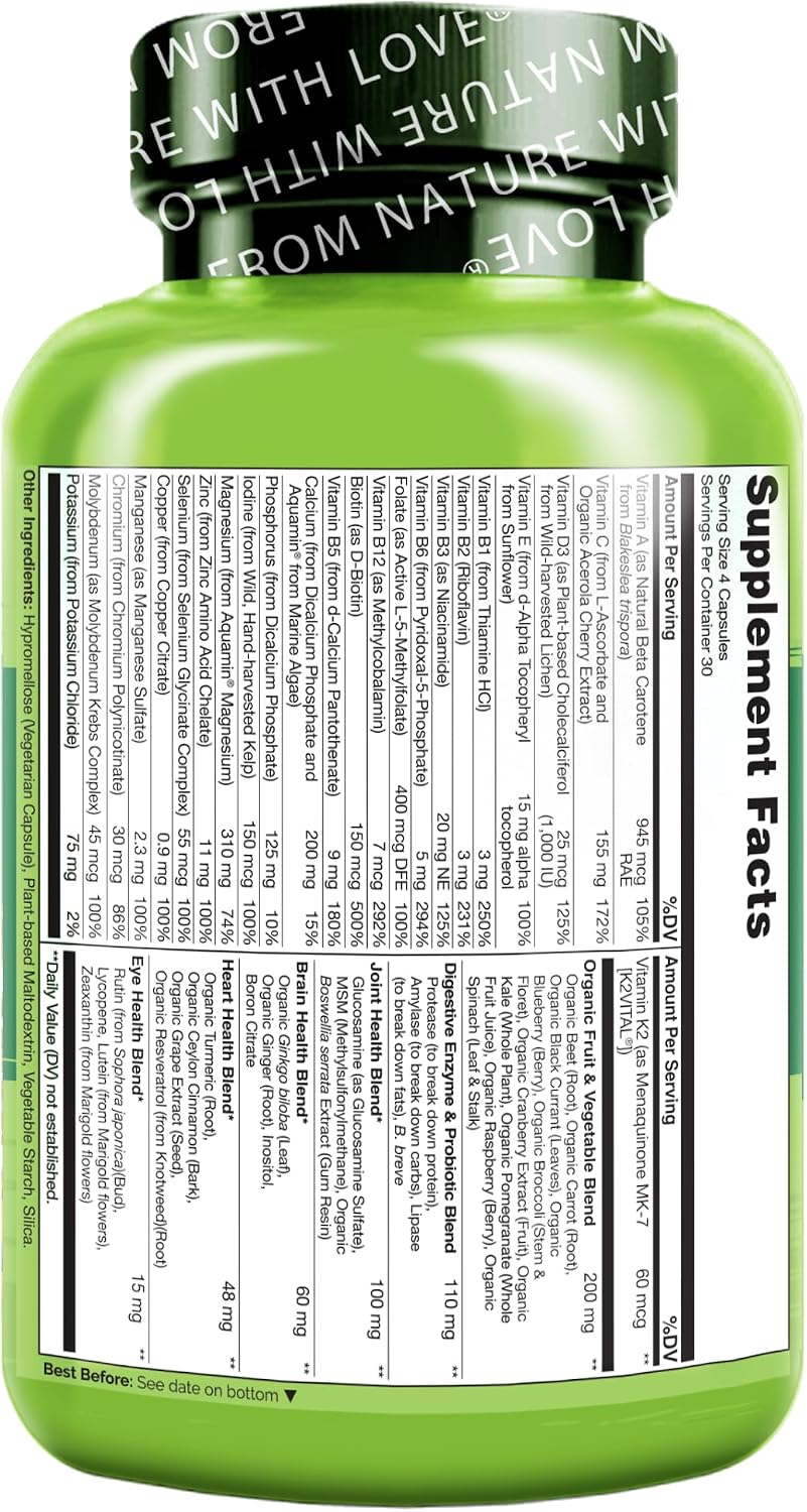 NATURELO Multivitamínico Integral para Mujeres 50+ (Sin Hierro) - 120 Cápsulas Veganas