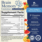 Nature's Nutrition Gominolas para el Cerebro - 3X Fuerza con Fosfatidilserina, B6, B12 y Nootrópicos para Memoria, Enfoque y Concentración - 60 Gominolas