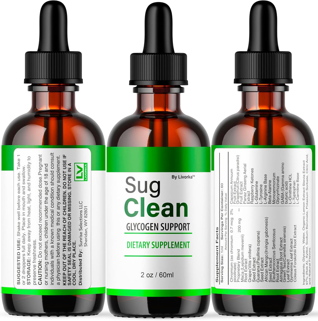 (5 Pack) Sug Clean Drops, Sug Clean, SugClean Drops, Sug Clean Support Drops, Sug Clean Supplement Drops, SugClean Supplement Support - Premium Formula All Natural Drops, 5 Bottles For 5 Months