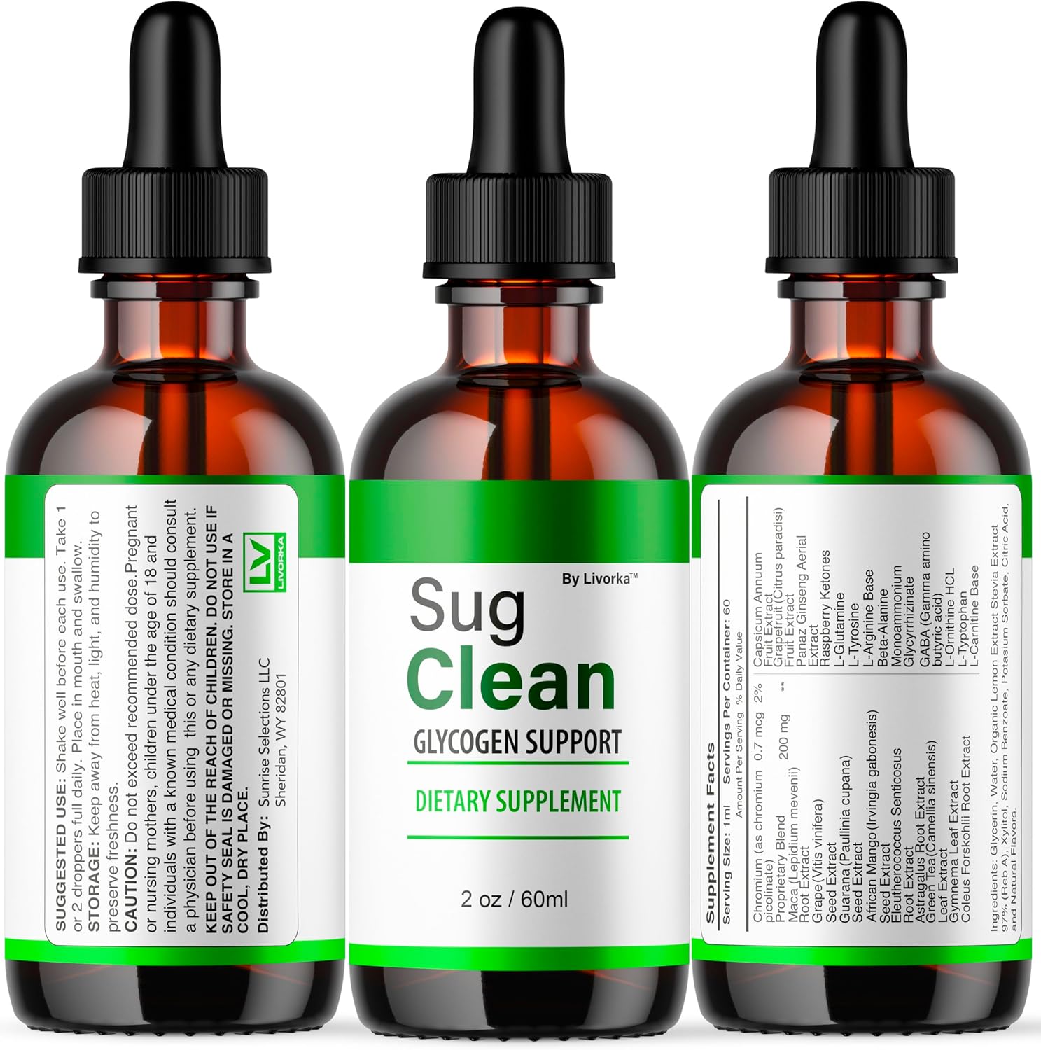 (5 Pack) Sug Clean Drops, Sug Clean, SugClean Drops, Sug Clean Support Drops, Sug Clean Supplement Drops, SugClean Supplement Support - Premium Formula All Natural Drops, 5 Bottles For 5 Months