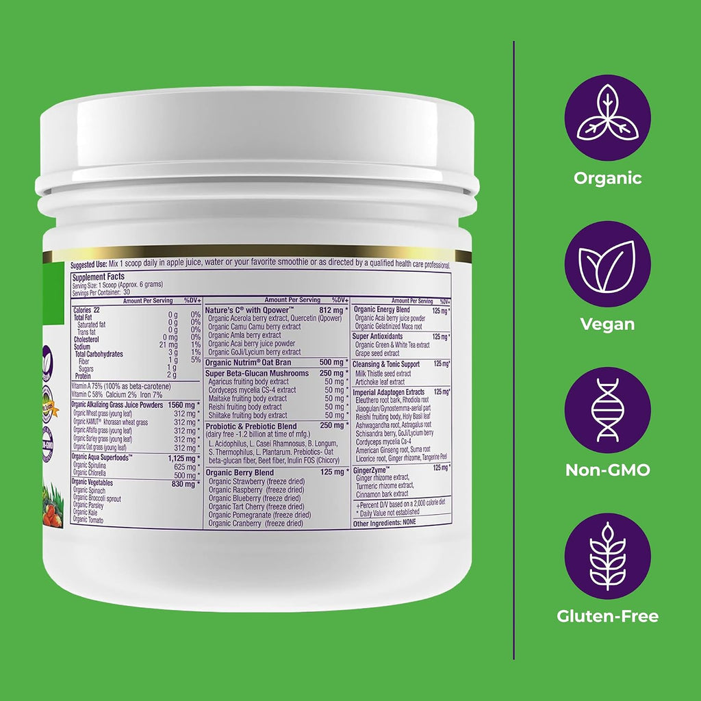 Paradise ORAC Energy Greens Powder Extract - Super Antioxidantes y Probióticos, 30 Porciones
