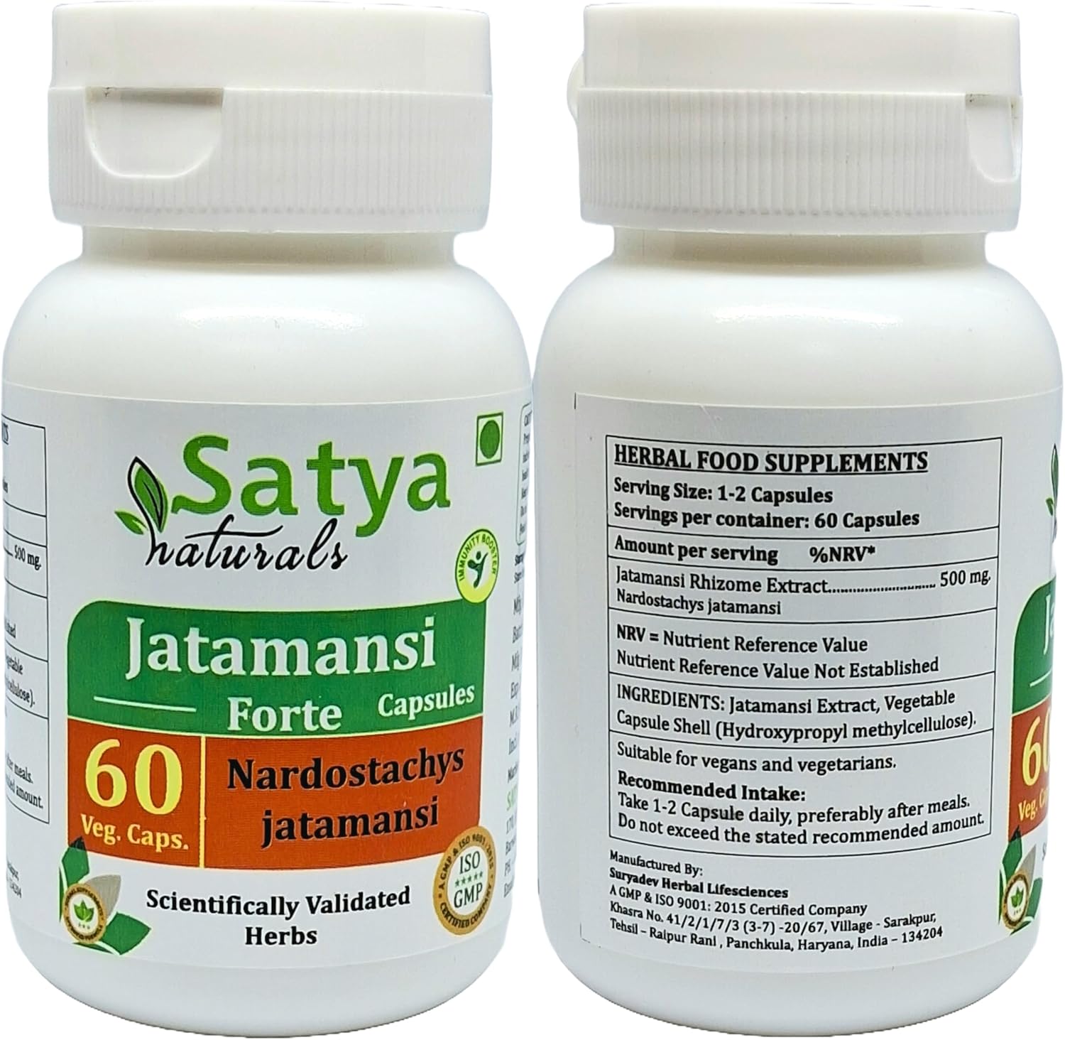 Jatamansi Forte Cápsulas 500 mg - 60 Cápsulas Vegetales - Extracto 10:1 - Satya Naturals