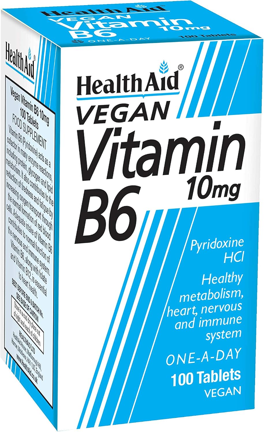 HealthAid Vitamina B6 (Piridoxina HCl) 10mg - 100 Comprimidos