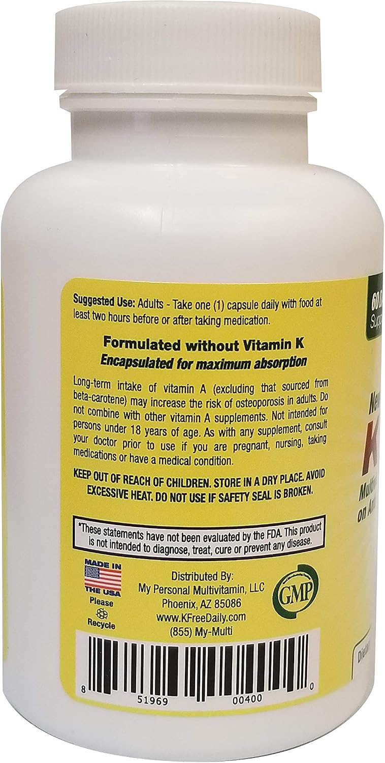 K Free Daily Multivitamin - K Free - 60 Capsules (2 Month Supply)