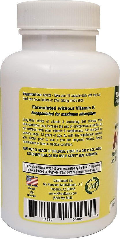 K Free Daily Multivitamin - Sin Vitamina K - 60 Cápsulas (2 Meses Suministro) – Image 3
