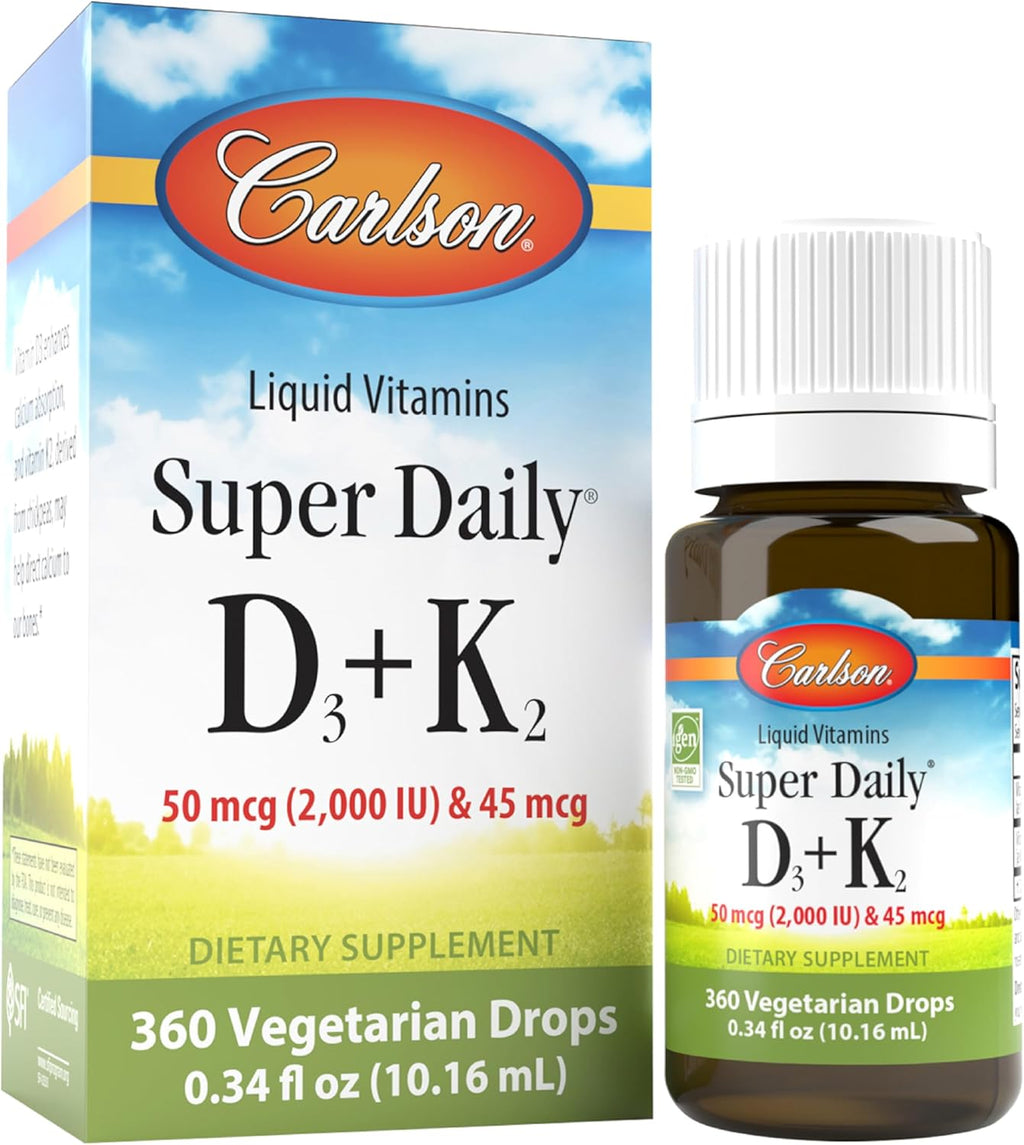 Carlson Super Daily D3+K2 - 50 mcg D3 + 45 mcg MK-7 - 360 Gotas (10,16 ml)