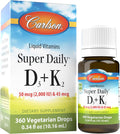 Carlson Super Daily D3+K2 - 50 mcg D3 + 45 mcg MK-7 - 360 Gotas (10,16 ml)
