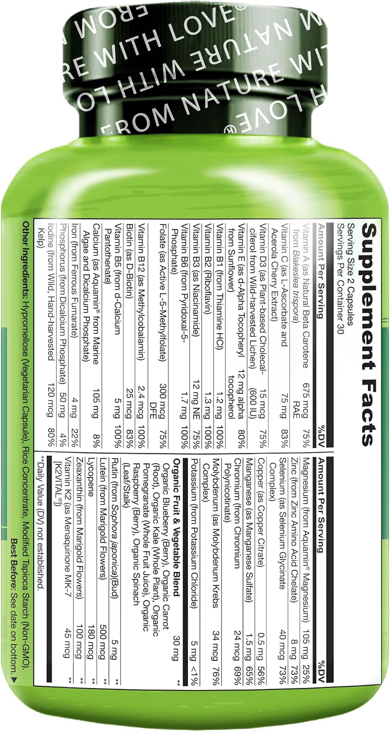 NATURELO Multivitamínico para Adolescentes - 60 Cápsulas - Complejo Vitamínico con Minerales, Vegano, Sin Gluten
