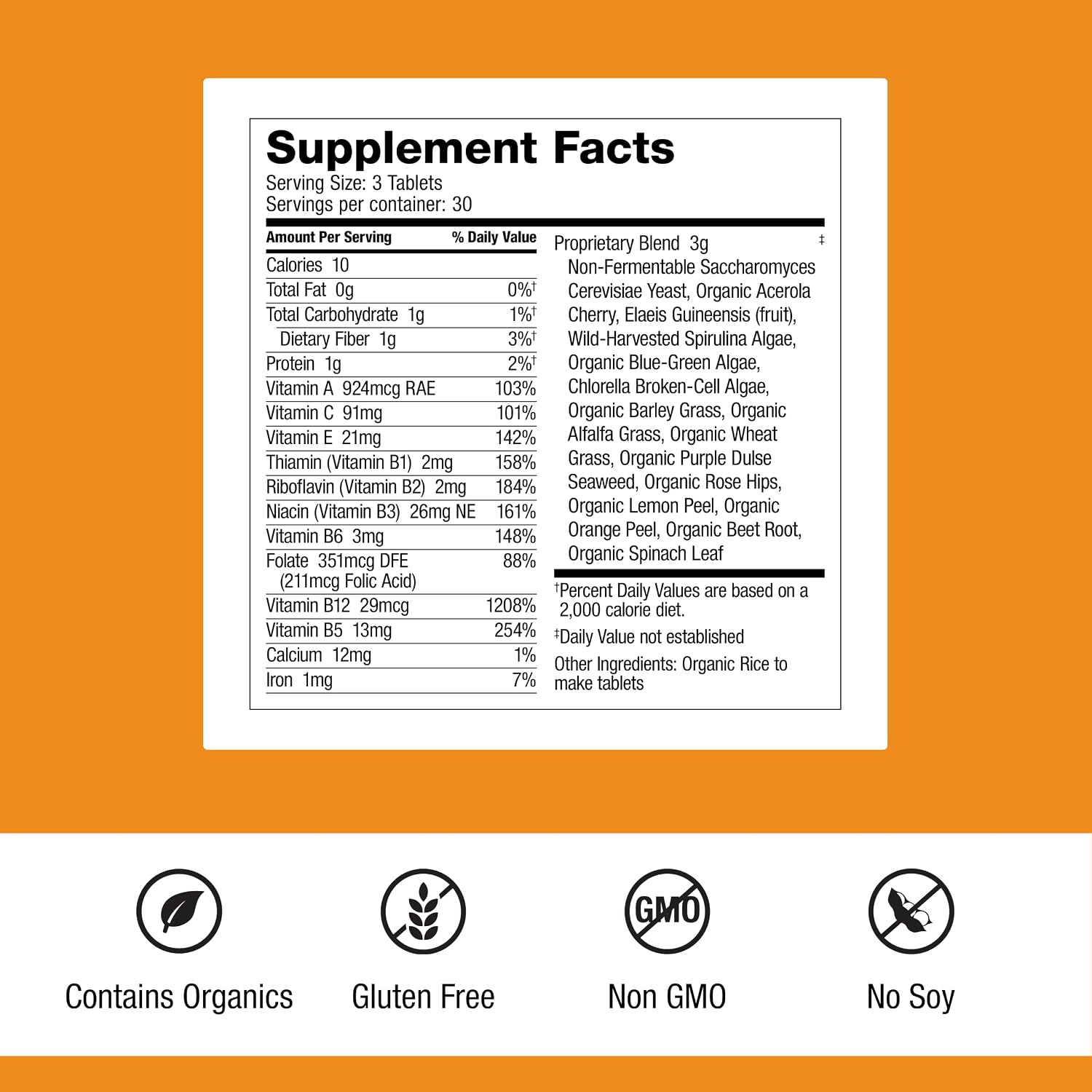 Dr. Schulze's SuperFood 100 - Superalimento Diario Multivitamínico, 90 Comprimidos