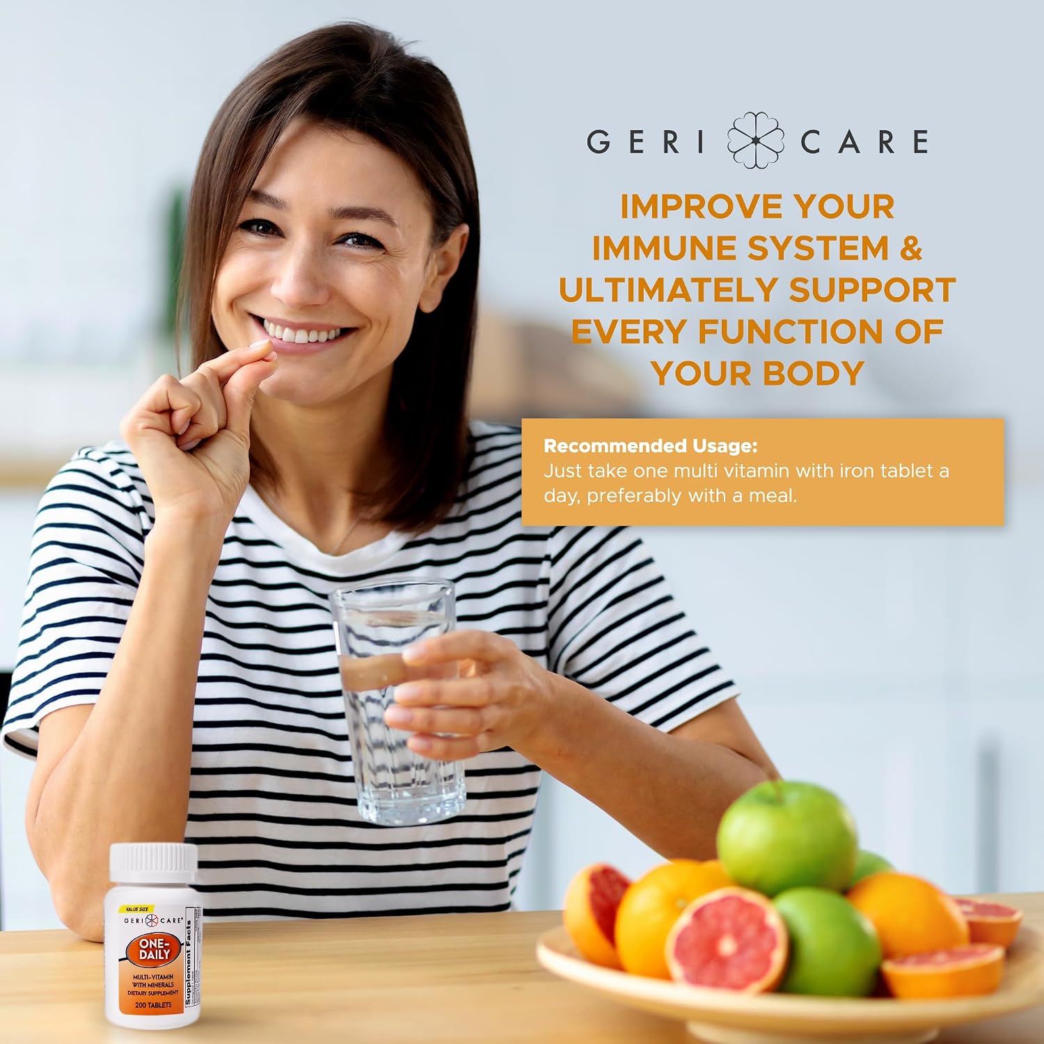 GeriCare One-Daily Multivitaminas con Minerales para Hombres y Mujeres (200 Comprimidos)