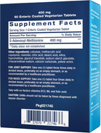 Life Extension SAMe, S-Adenosilmetionina, 400 mg, Complemento para el Estado de Ánimo, Articulaciones y Hígado, 60 Comprimidos Entéricos