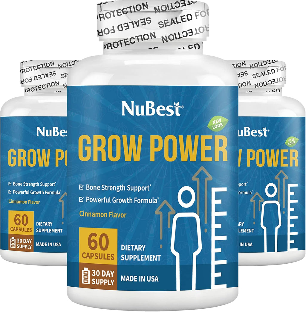 NuBest Grow Power - Calcio, Magnesio, Vitamina D3, B6, Zinc y Multivitamínico - Pack de 2