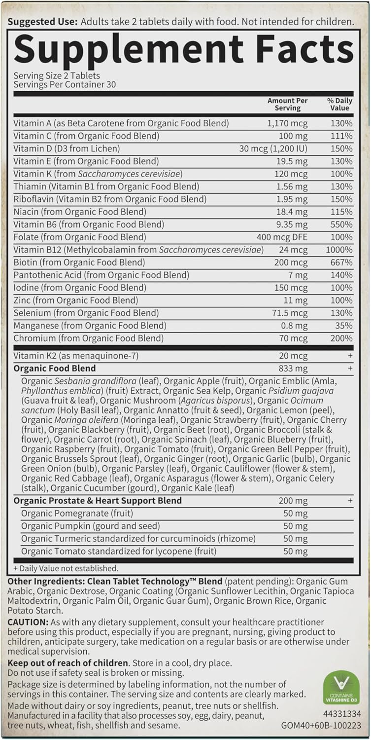 Garden of Life Organic Men's 40 Plus Multivitamin, 60 CT