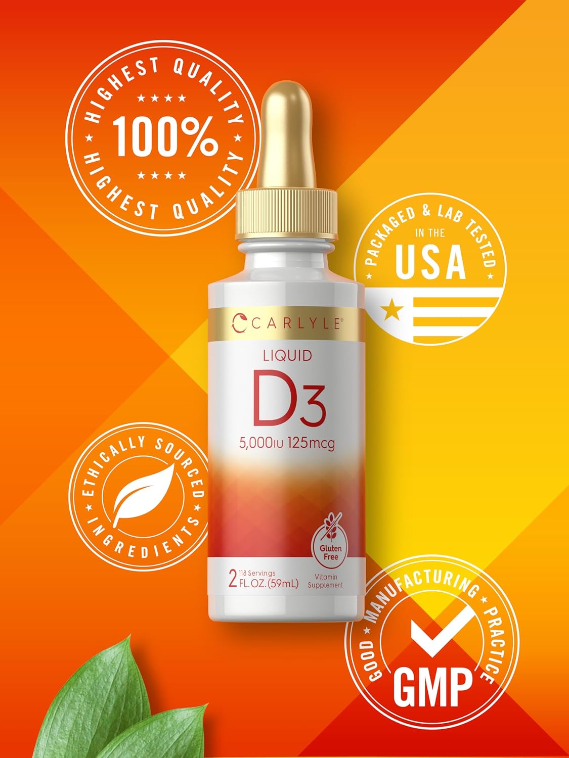 Carlyle Vitamina D3 Gotas Líquidas 5000 UI (125 mcg) - 60 ml