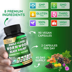 Wormwood Whole Cloves Black Walnut - Apoyo Digestivo Herbario - 90 Cápsulas Veganas