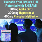 SHIZAM Gominolas Brain Elevator 6 en 1: Alpha GPC, Huperzina A, Fosfatidilserina, L-Teanina, Espirulina Azul y Bioperina