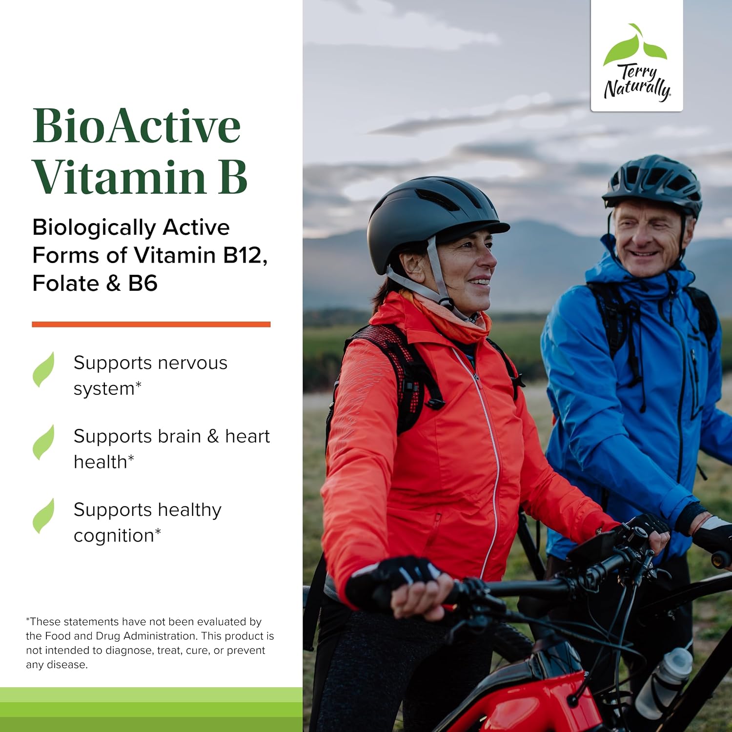 Terry Naturally BioActive Vitamin B - 60 Capsules - Bioactive Forms of Vitamin B12, Folate and B6
