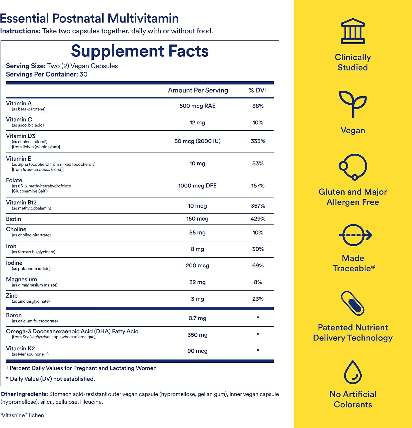 Ritual Multivitamínico Postnatal para Mujeres - 60 Cápsulas - 30 Dosis - Sabor Cítrico