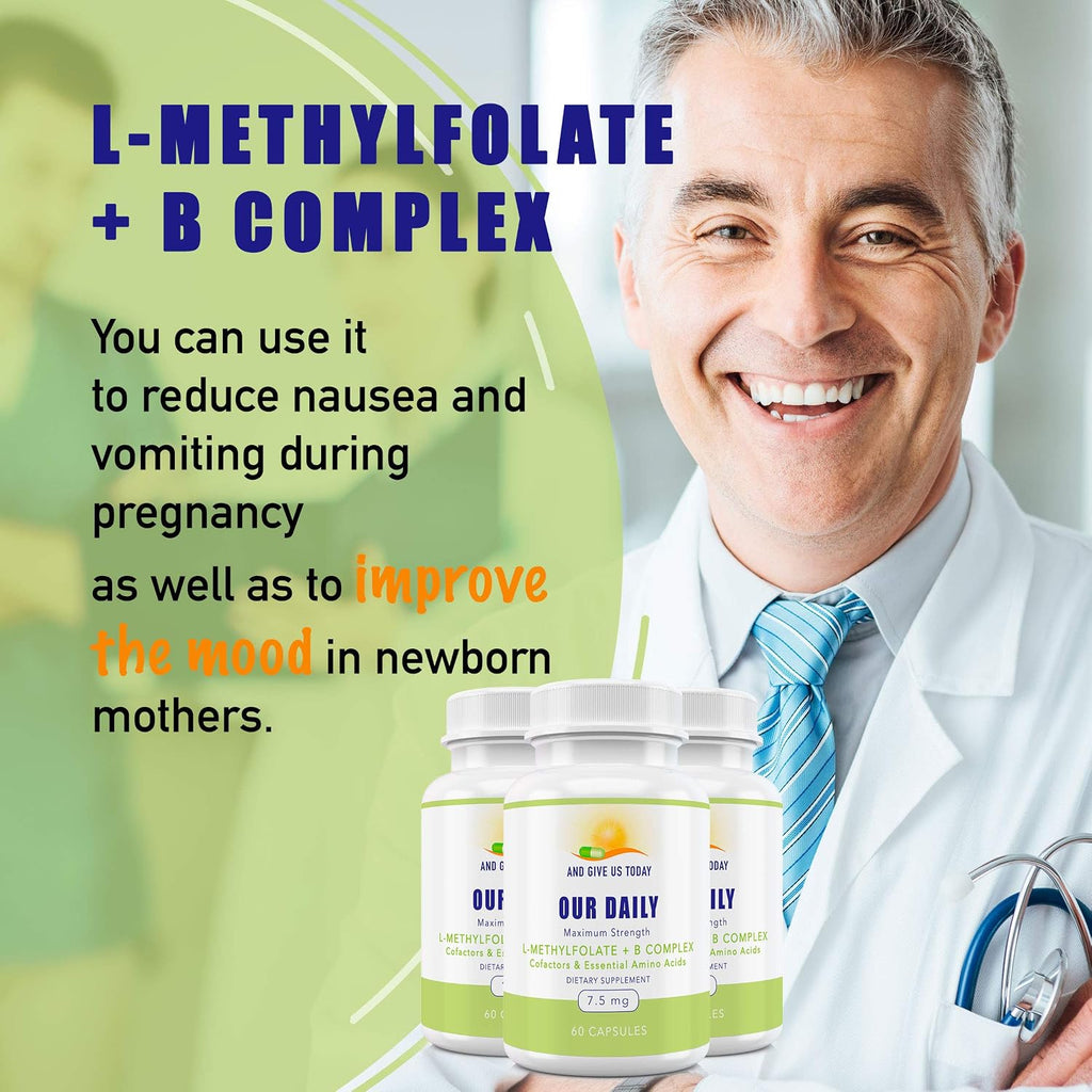 Our Daily Vites - Complejo B con L-Metilfolato, Metilcobalamina, B6 y Glicina (7.5mg) - 60 Cápsulas
