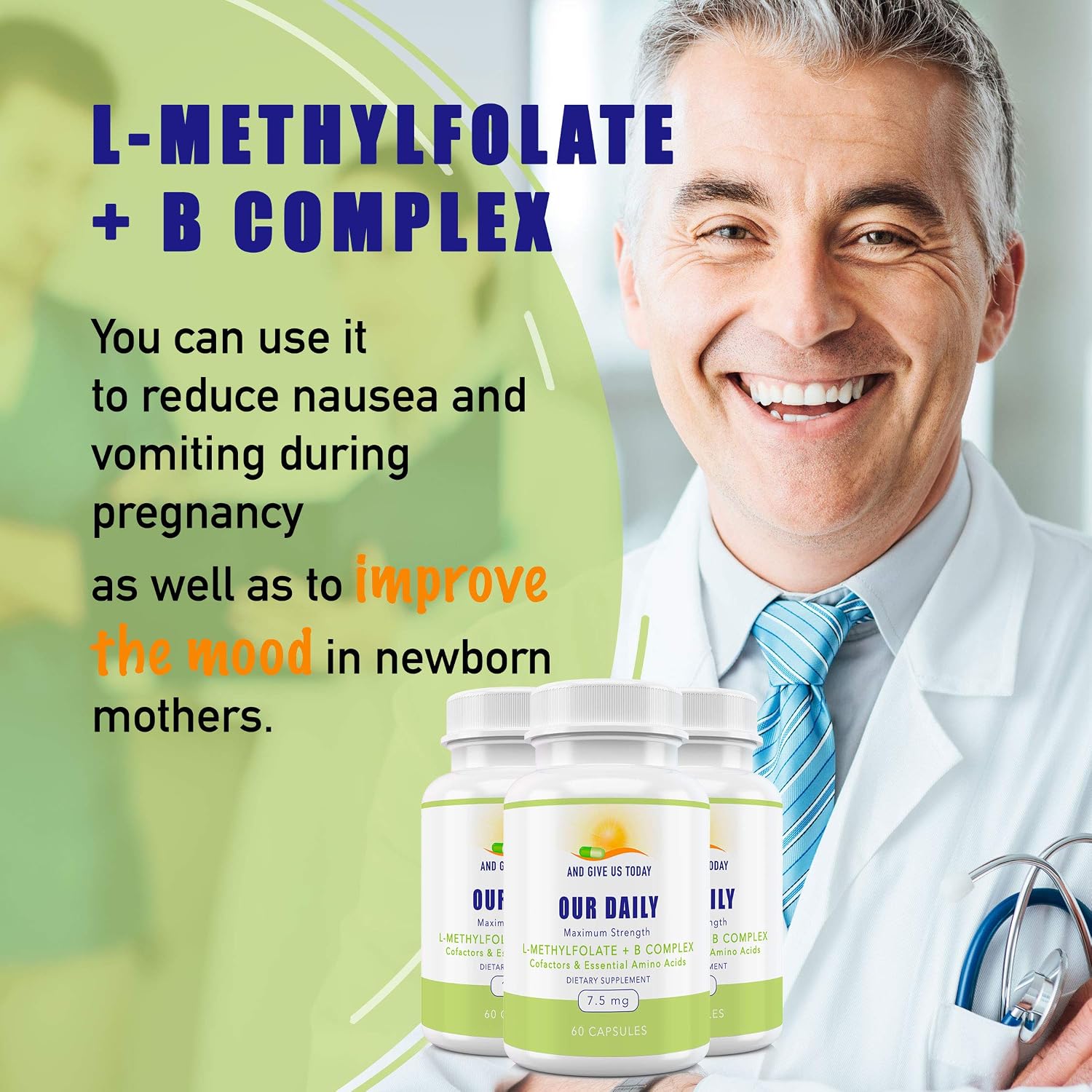Our Daily Vites - Complejo B con L-Metilfolato, Metilcobalamina, B6 y Glicina (7.5mg) - 60 Cápsulas
