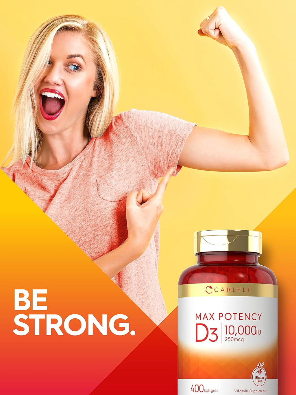 Carlyle Vitamina D3 10.000 UI 400 Cápsulas Blandas - Alta Potencia - Sin Gluten, Non-GMO