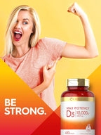 Carlyle Vitamina D3 10.000 UI 400 Cápsulas Blandas - Alta Potencia - Sin Gluten, Non-GMO