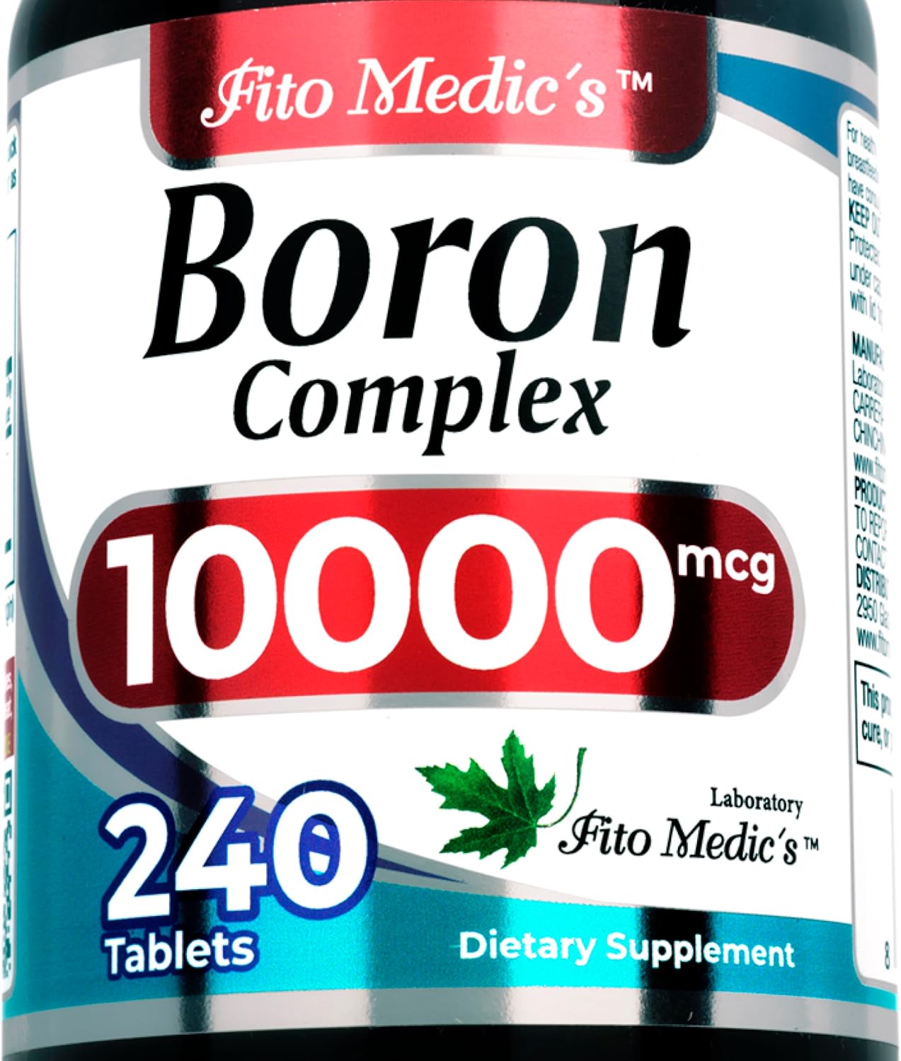Boron 10 mg - 240 Porciones - Suplemento de Boro - FITO MEDIC'S Lab