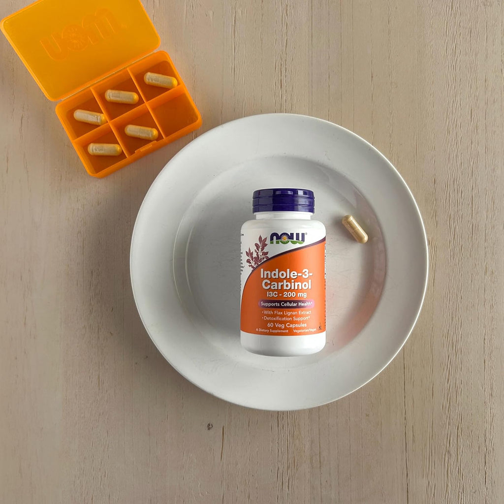 NOW Foods Indole-3-Carbinol 200 mg con Extracto de Lignano de Lino, 60 Cápsulas Veganas