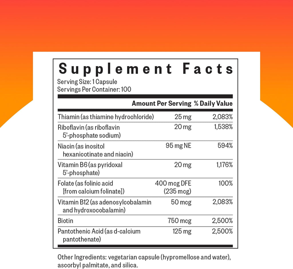 Seeking Health B Complex MF – Complejo de Vitaminas B con Folato, Niacina y Ácido Folínico – 100 Cápsulas