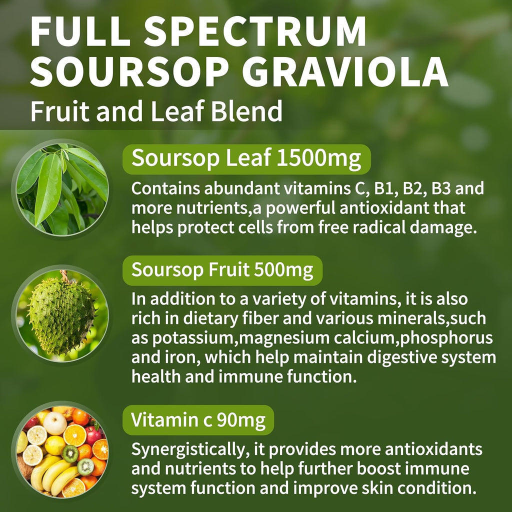 Gotas Líquidas de Graviola Orgánica 2000mg con Vitamina C