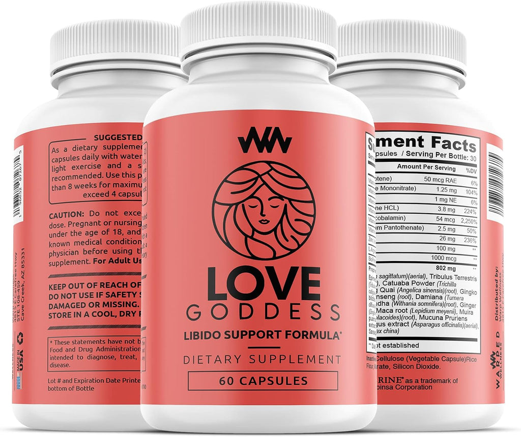 Love Goddess - Suplemento Femenino para Aumentar la Libido con Miura Puama | Warped Wellness