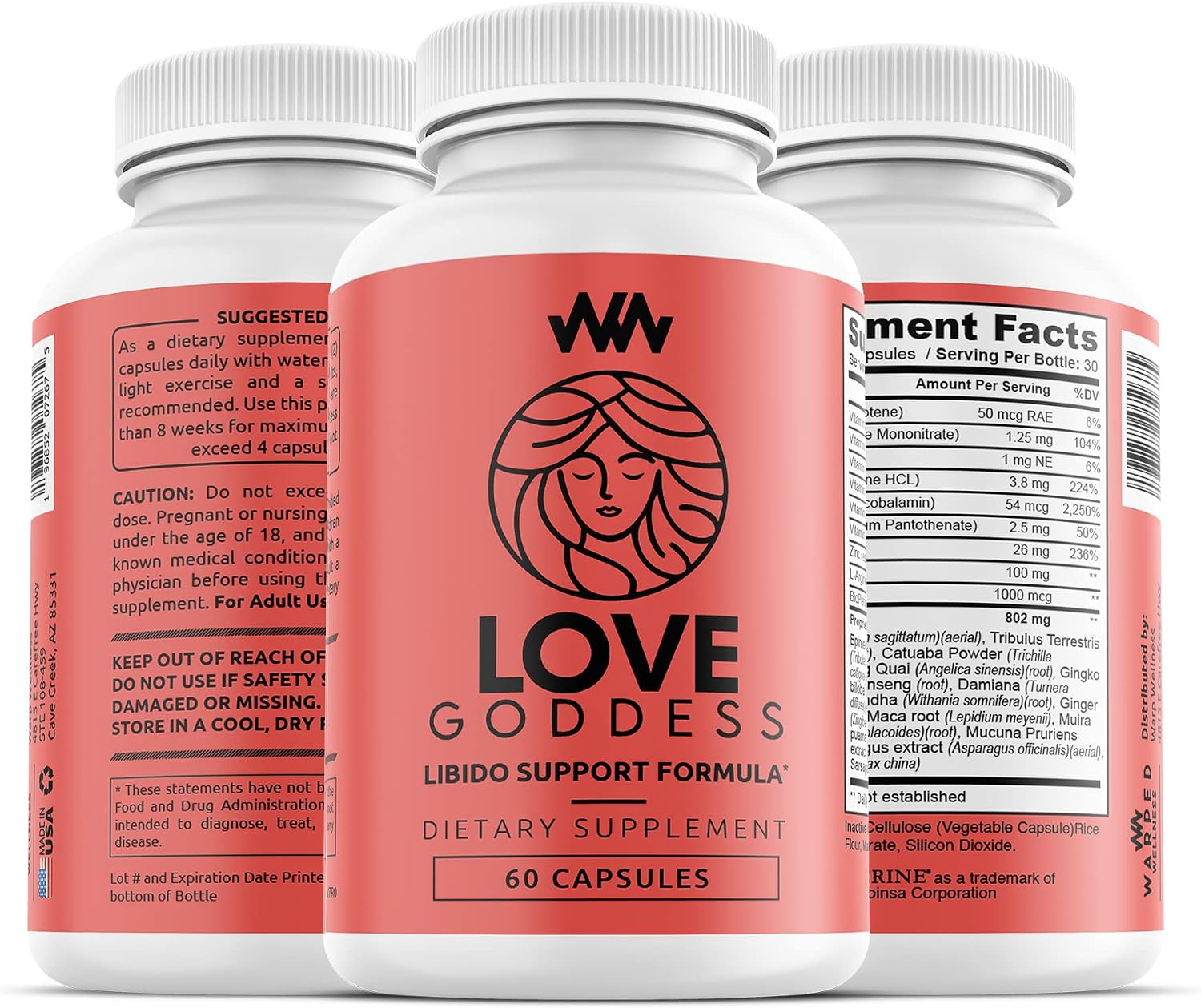 Love Goddess - Suplemento Femenino para Aumentar la Libido con Miura Puama | Warped Wellness