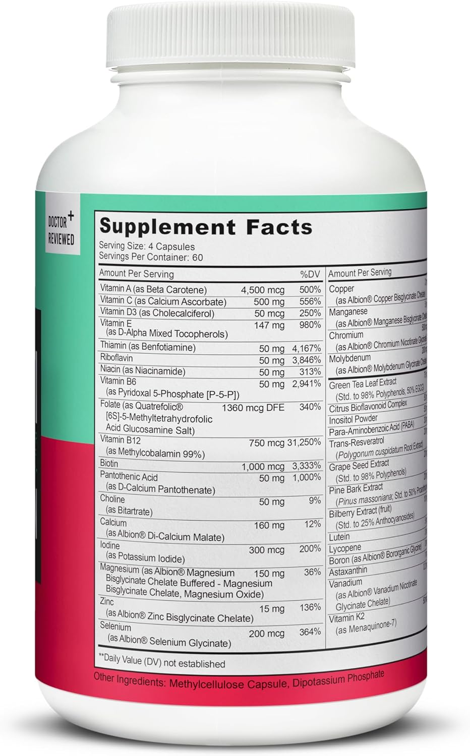 Multivitamínico Lively Vitamin Co - 37 Vitaminas, Minerales y Extractos - 240 Cápsulas Vegetarianas