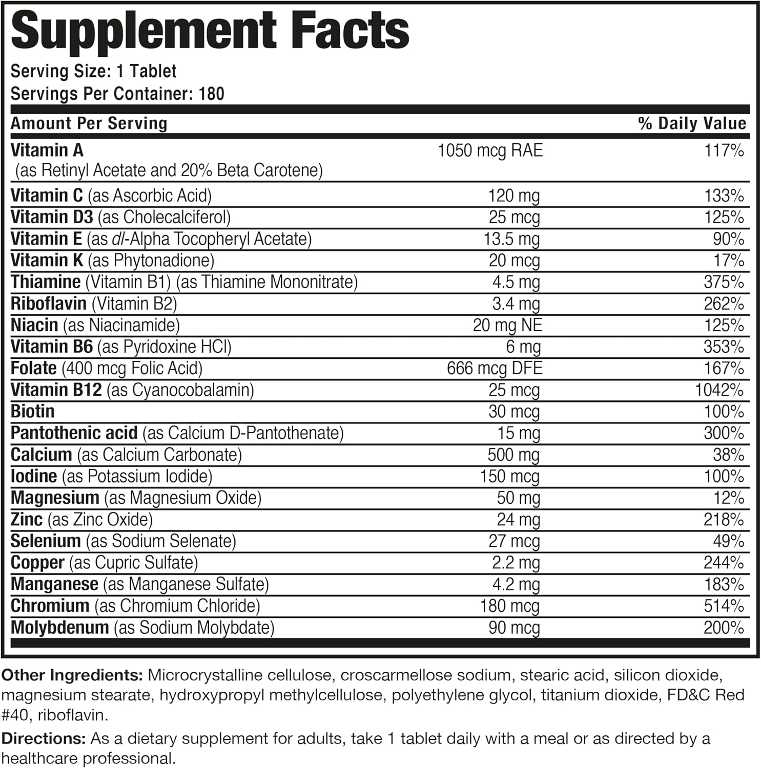 Bronson ONE Daily Women’s 50+ Complete Multivitamin Multimineral, 180 Tablets