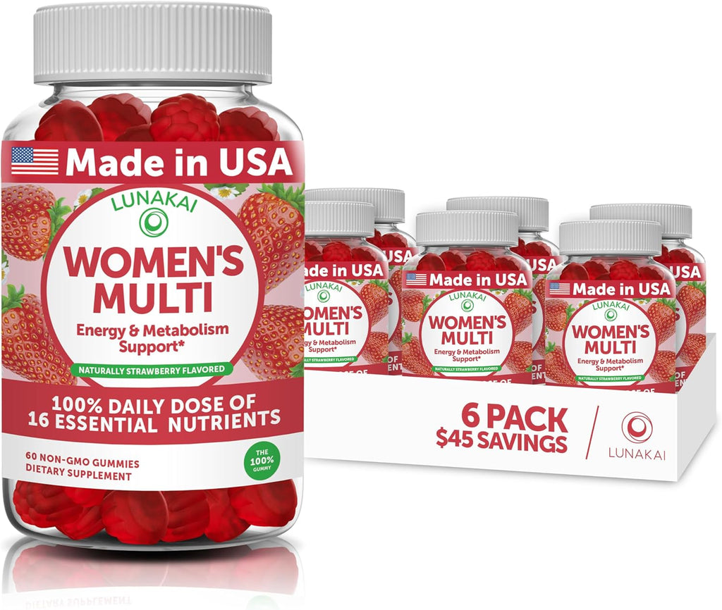 Lunakai Gominolas Multivitamínicas para Mujeres – 16 Vitaminas y Minerales, 6 Paquetes