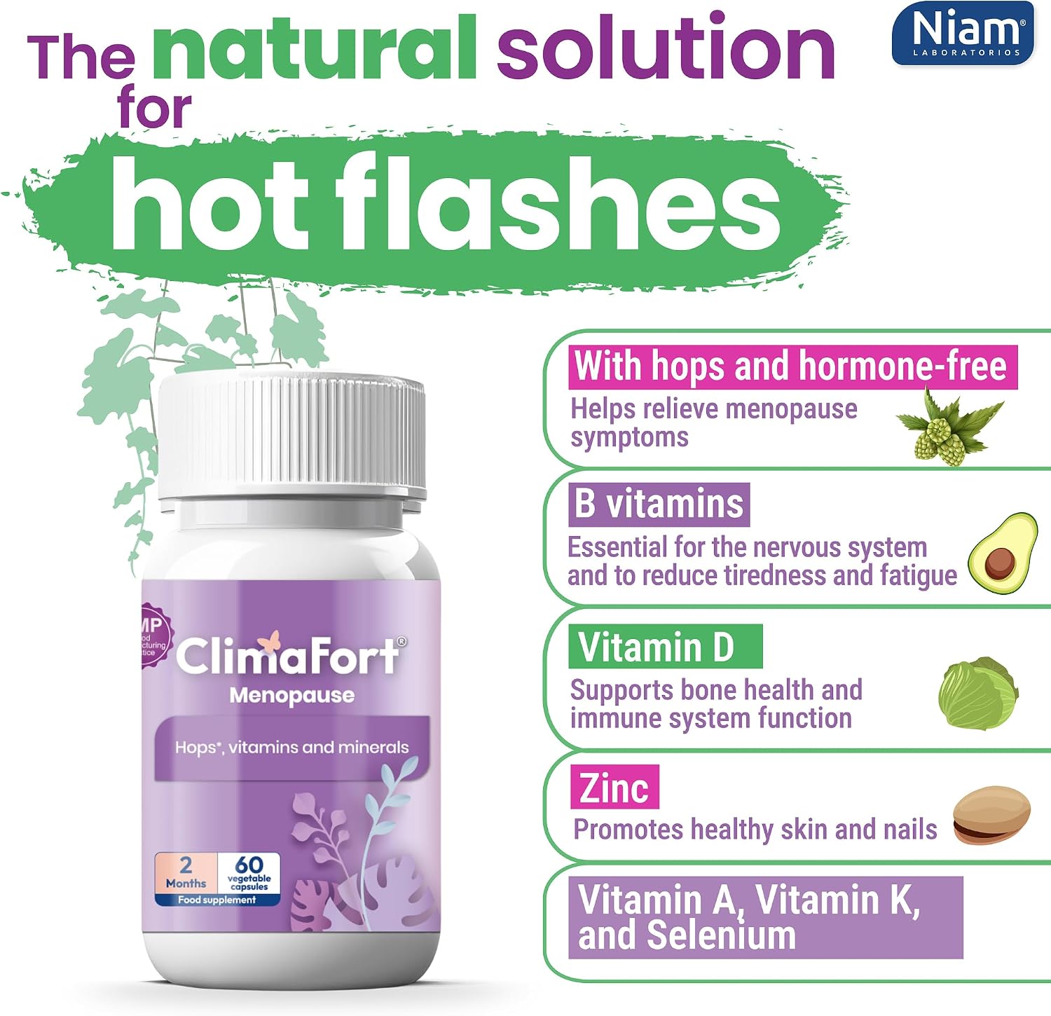 Climafort – Suplemento para la Menopausia, 60 Cápsulas (2 Meses)