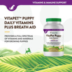 NaturVet VitaPet Multivitamínico para Cachorros con Aliento Fresco - 60 Comprimidos Masticables de Liberación Prolongada