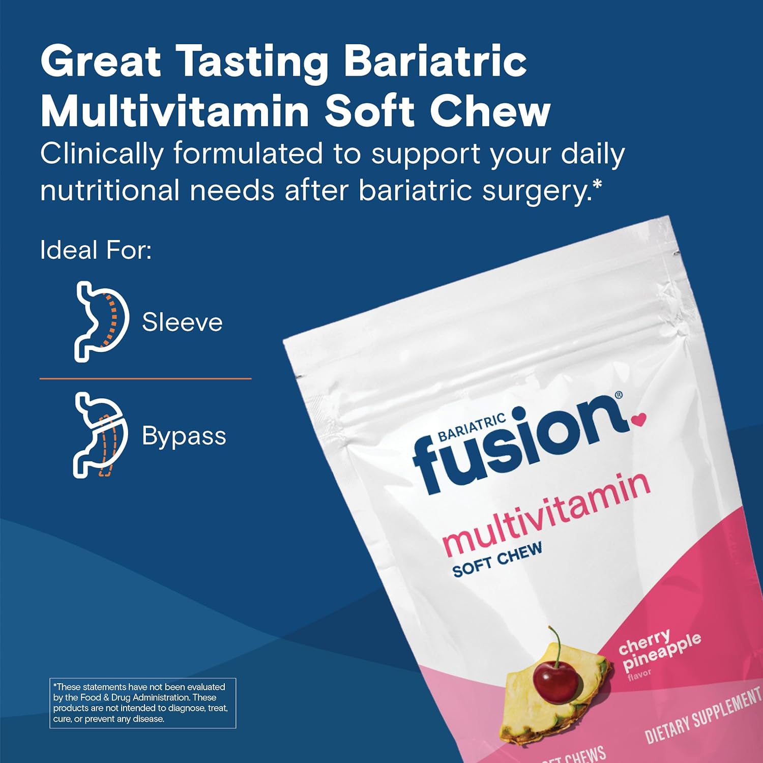 Bariatric Fusion Multivitamínico Masticable Bariátrico - Sabor Piña Cereza - 60 Unidades
