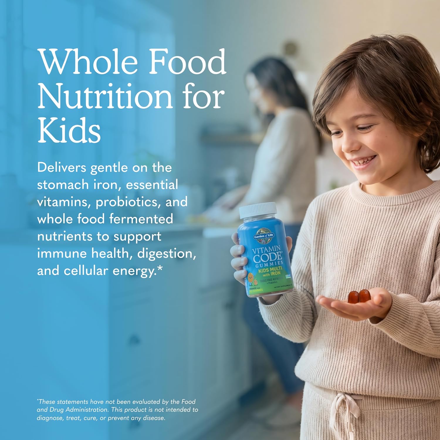 Garden of Life Vitamin Code Kids Multivitamin Gummies with Iron and Probiotics for Immune Health, Digestive Support & Energy Support, Vegan, Gluten-Free, Non-GMO, Orange Flavor, 90 Gummies