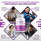 NURAFUSE Complejo B Activo con 5-MTHF, Vitamina B12, B6, Magnesio y Pimienta Negra – Apoyo para el Bienestar Cerebral, Salud Cardíaca y Nerviosa