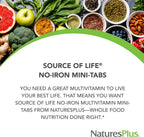 NaturesPlus Source of Life Sin Hierro - 180 Mini-Comprimidos - Complejo Multivitamínico y Mineral