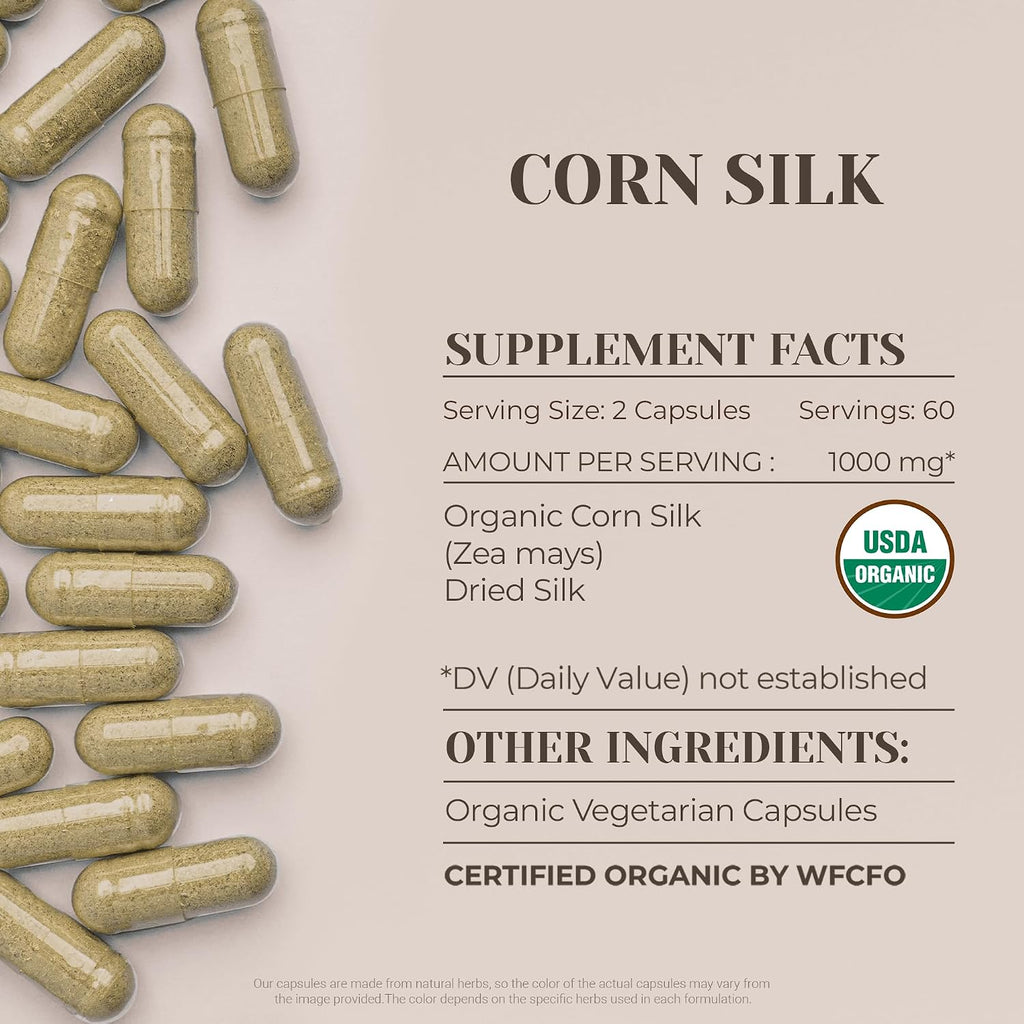 Corn Silk (Zea Mays) Orgánico USDA - 120 Cápsulas